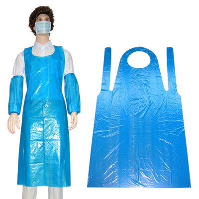 Delantal disponible de la barrera anti PE, delantales plásticos azules de la prueba del polvo